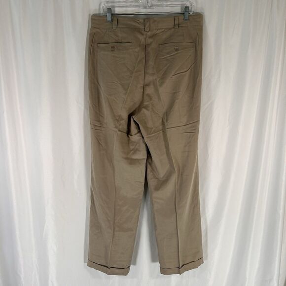 Axis Silk Blend Pants Men's 34x29 Khaki Beige Button Zip Dry Clean Pleated - Picture 7 of 11